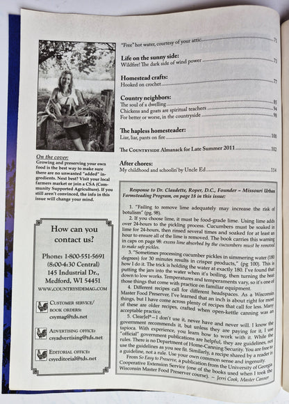 Countryside & Small Stock Journal Set: Volume 95 No.1-6 Jan-Dec (2011, Very good)