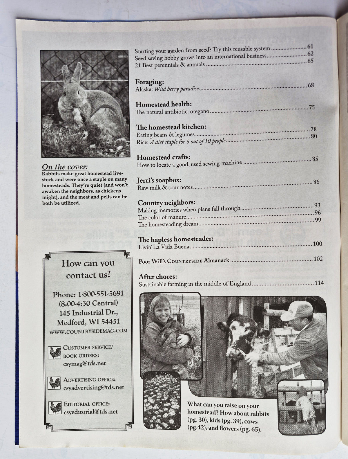 Countryside & Small Stock Journal Set: Volume 95 No.1-6 Jan-Dec (2011, Very good)