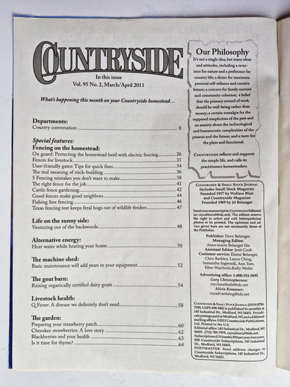 Countryside & Small Stock Journal Set: Volume 95 No.1-6 Jan-Dec (2011, Very good)