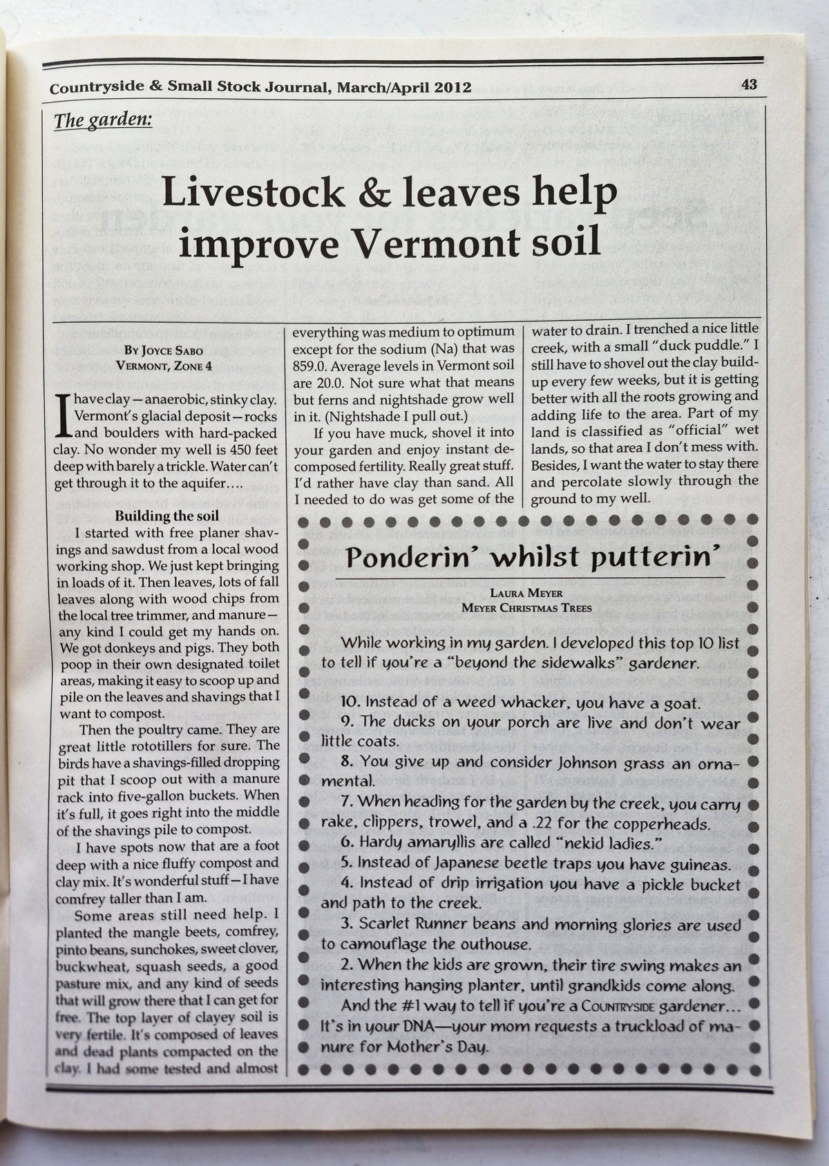 Countryside & Small Stock Journal Set: Volume 96 No. 1-6 Jan-Dec (2012, Very good)