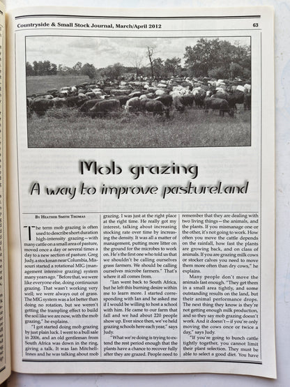 Countryside & Small Stock Journal Set: Volume 96 No. 1-6 Jan-Dec (2012, Very good)