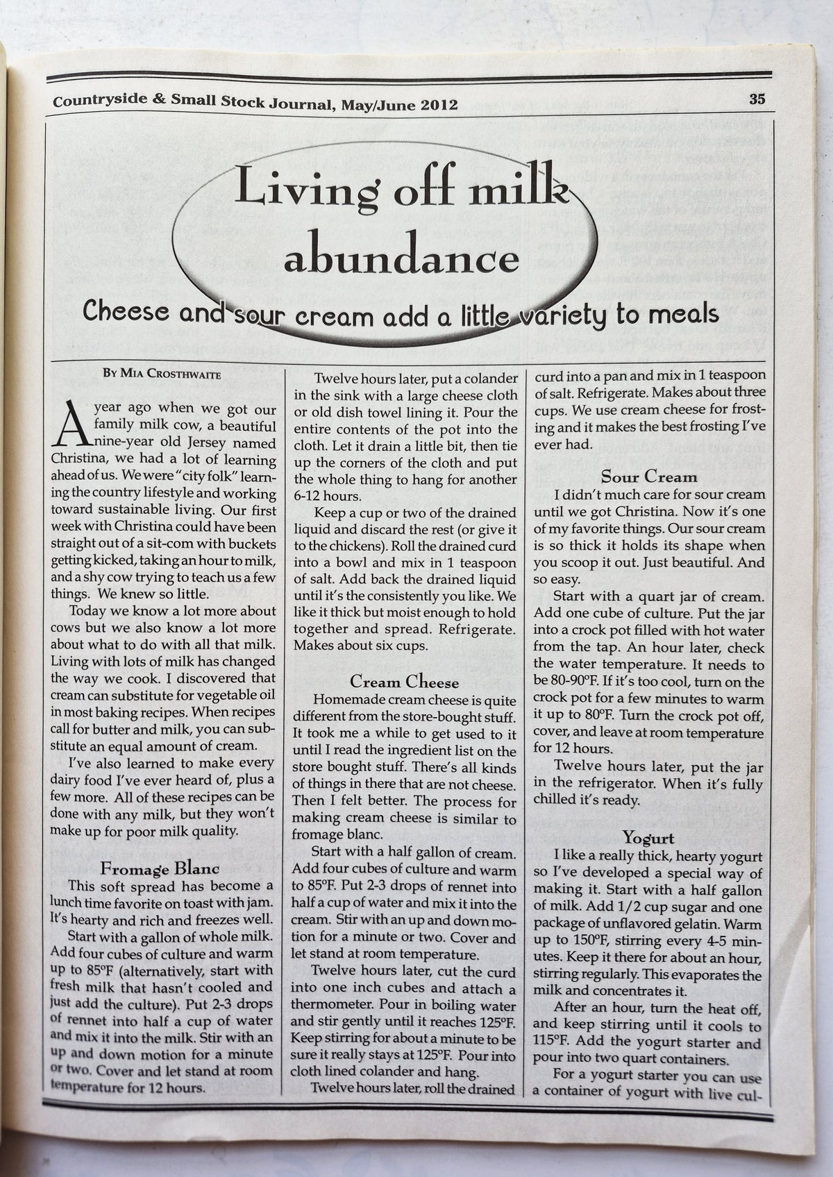Countryside & Small Stock Journal Set: Volume 96 No. 1-6 Jan-Dec (2012, Very good)