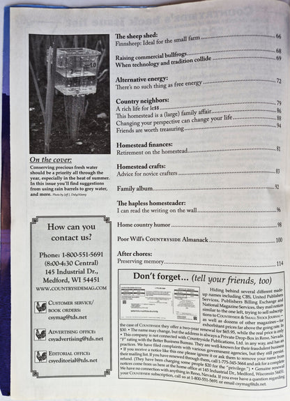 Countryside & Small Stock Journal Set: Volume 96 No. 1-6 Jan-Dec (2012, Very good)