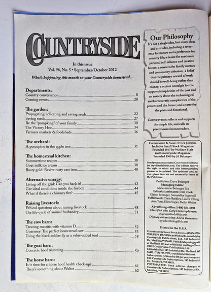 Countryside & Small Stock Journal Set: Volume 96 No. 1-6 Jan-Dec (2012, Very good)