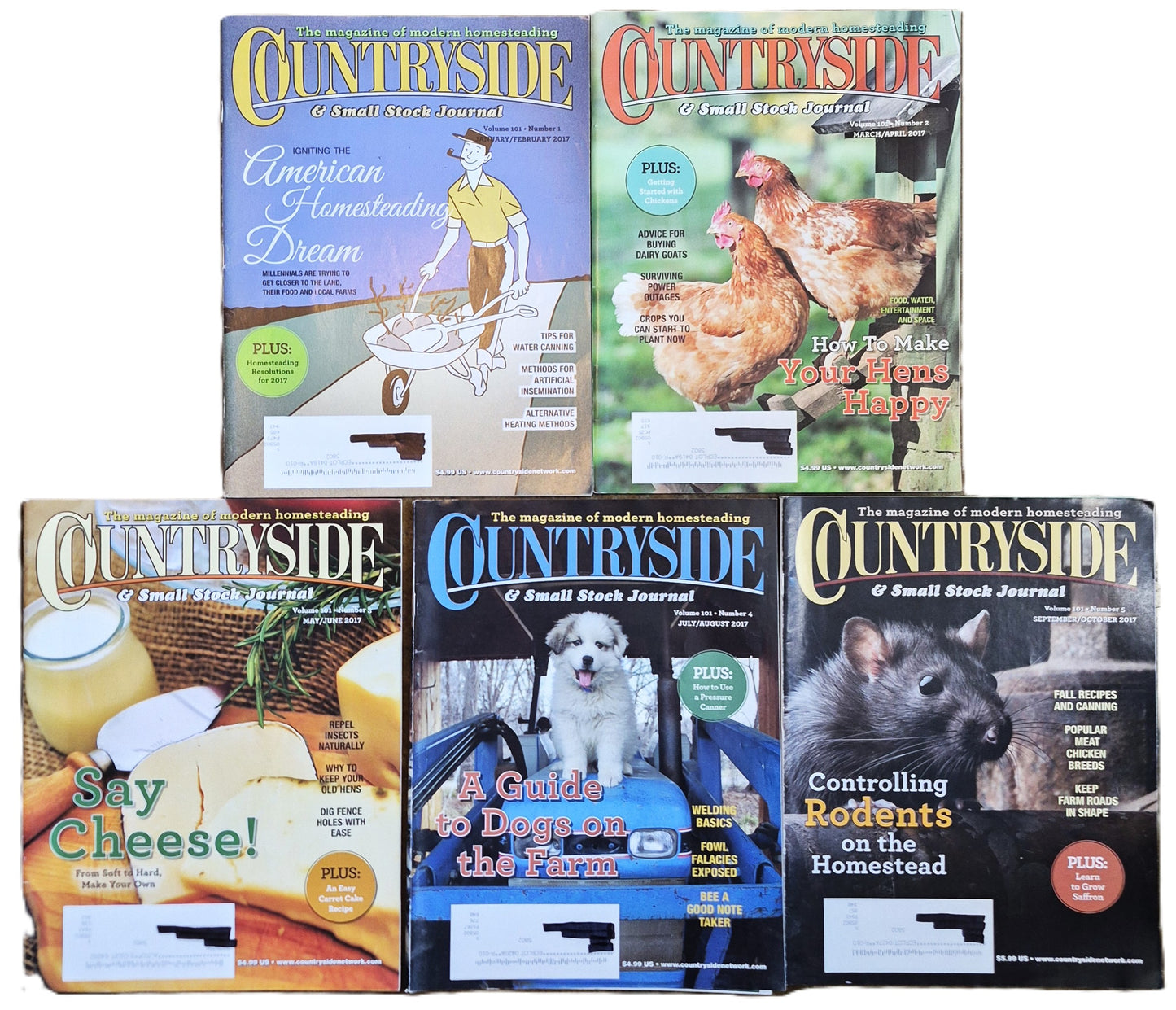 Countryside & Small Stock Journal Set: Volume 101 No. 1-5 Jan-Oct (2017, Very good)