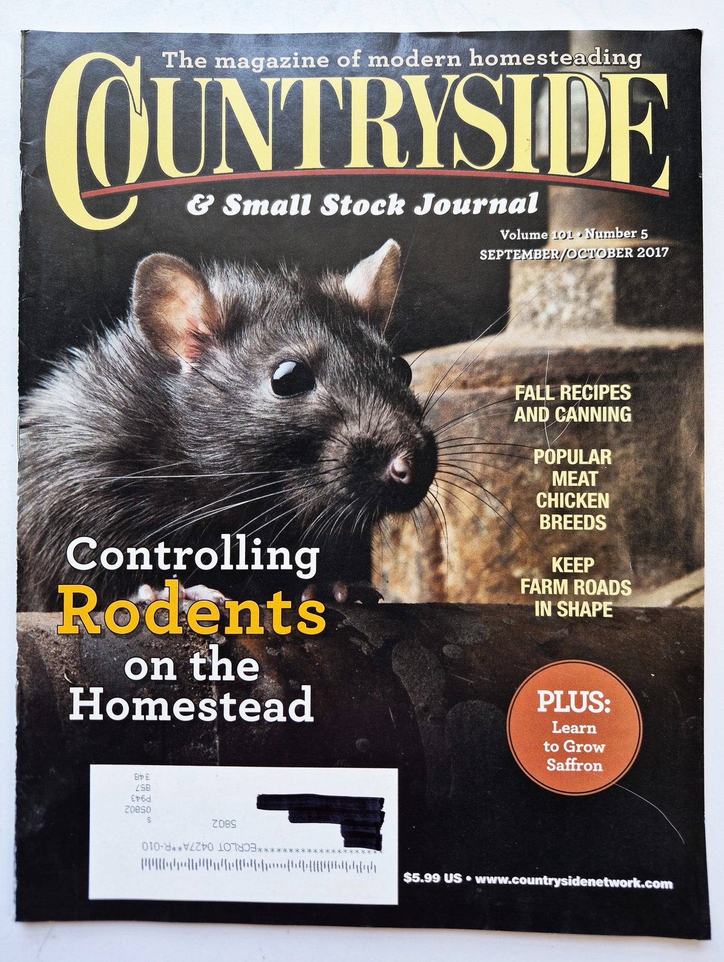 Countryside & Small Stock Journal Set: Volume 101 No. 1-5 Jan-Oct (2017, Very good)