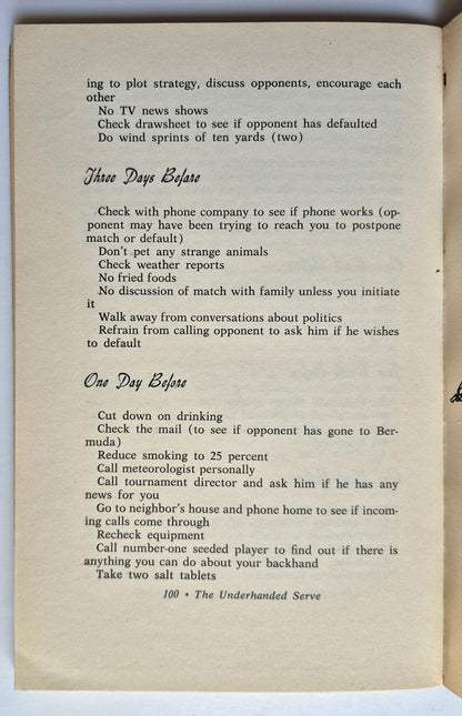 The Underhanded Serve: Or How to Play Dirty Tennis by Rex Lardner (Good, 1968, Pbk, 122 pgs, Hawthorn Books)