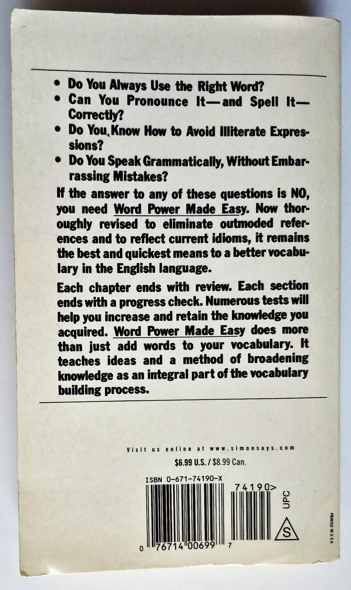 Word Power Made Easy by Norman Lewis (Very good, 1978, Pbk, 528 pgs, Pocket Books)