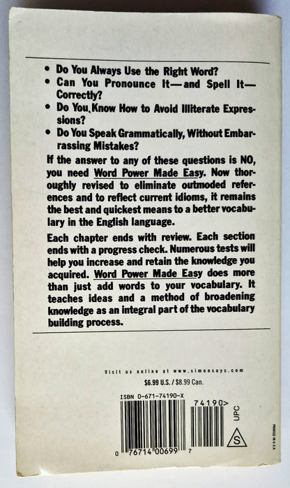 Word Power Made Easy by Norman Lewis (Very good, 1978, Pbk, 528 pgs, Pocket Books)