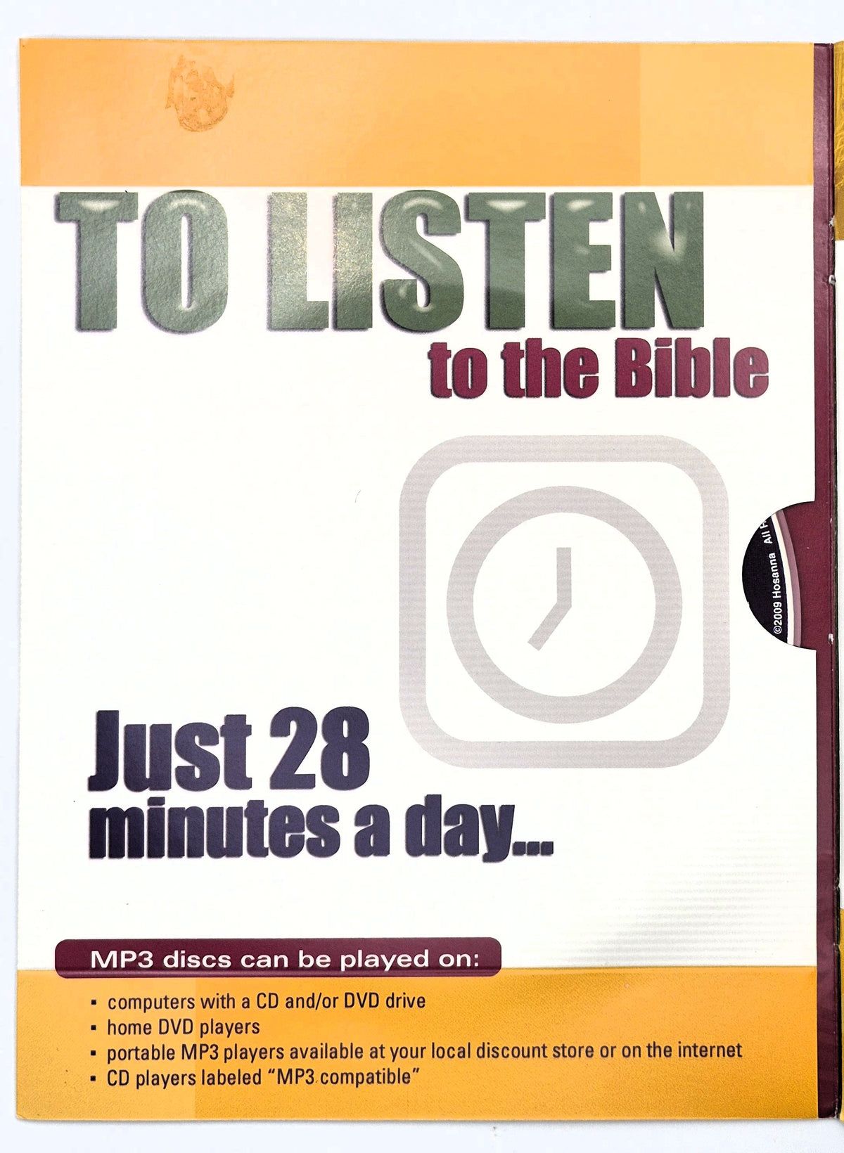 You've Got the Time KJV New Testament MP3 Disc by Hosanna (Like New, 1997, Faith Comes By Hearing)