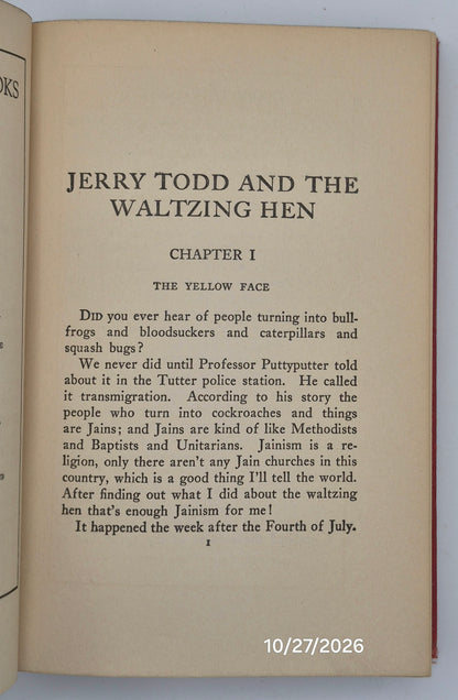 Jerry Todd and the Waltzing Hen by Leo Edwards; Bert Salg (Good, 1925, HC, 226 pgs, Grosset & Dunlap)