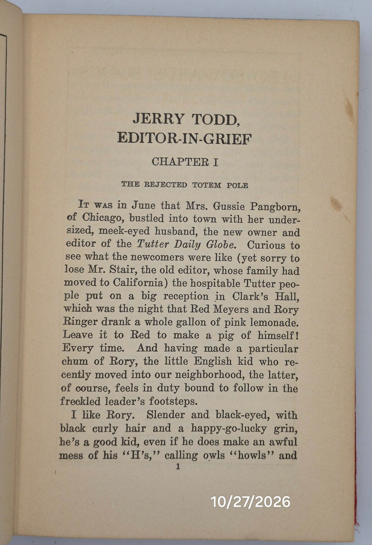 Jerry Todd Editor-In-Grief by Leo Edwards; Bert Salg (Good, 1930, HC, 246 pgs, Grosset & Dunlap)