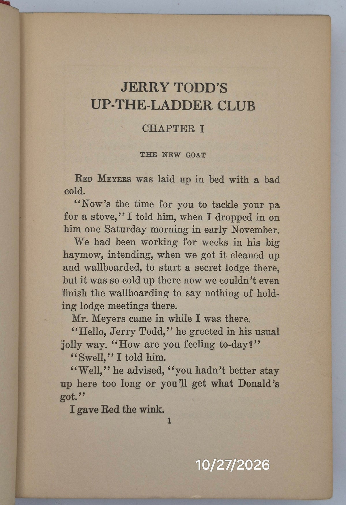 Jerry Todd's Up-the-Ladder Club by Leo Edwards; Bert Salg (Good, 1937, HC, 235 pgs, Grosset & Dunlap)
