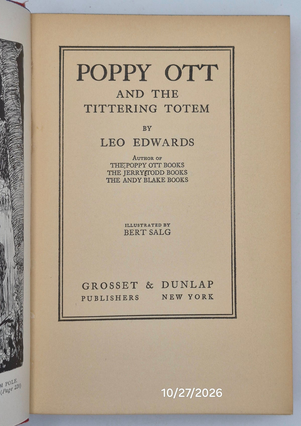 Poppy Ott and the Tittering Totem by Leo Edwards; Bert Salg (Good, 1929, HC, 240 pgs, Grosset & Dunlap)
