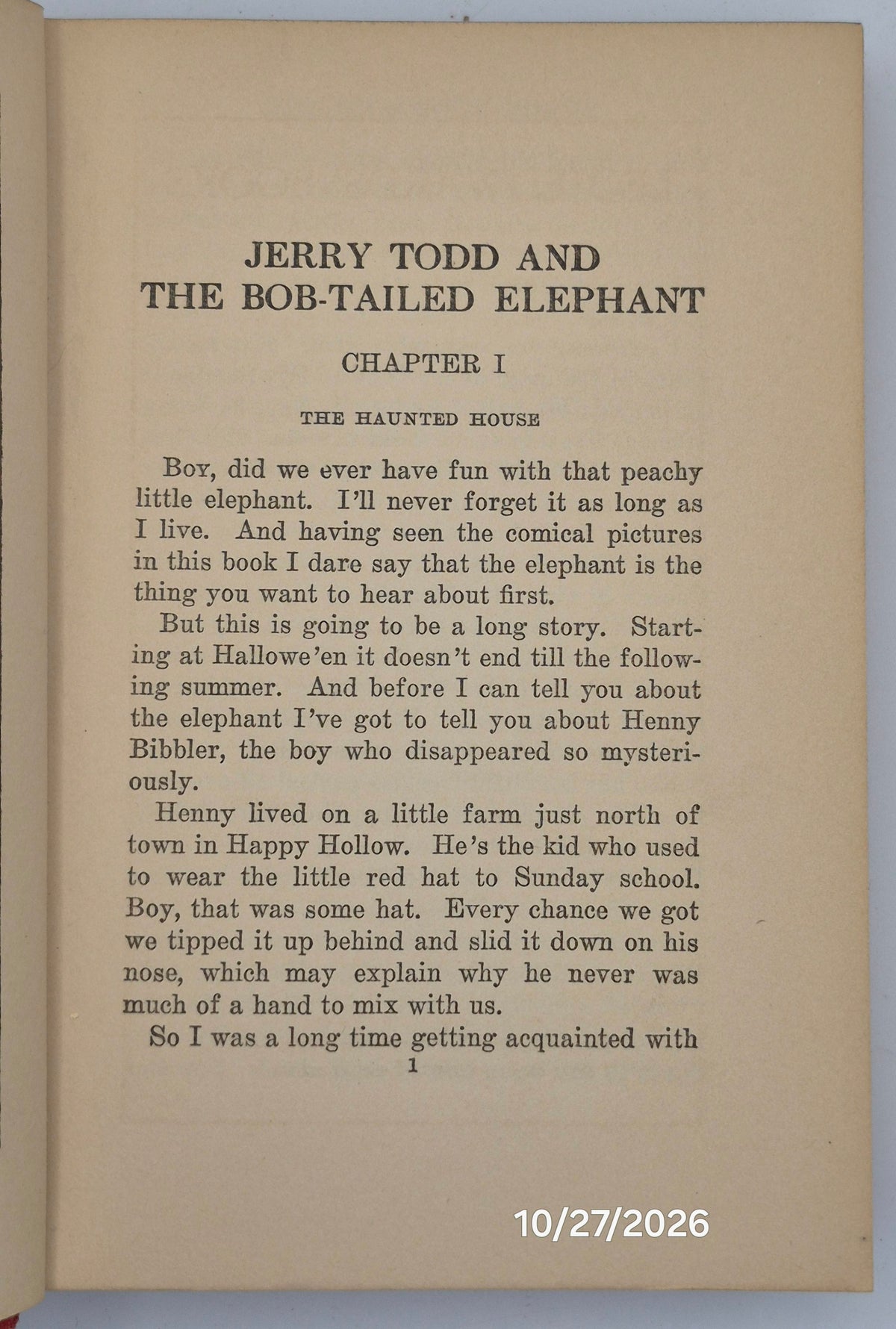 Jerry Todd and the Bob-Tailed Elephant by Leo Edwards; Bert Salg (Good, 1929, HC, 235 pgs, Grosset & Dunlap)