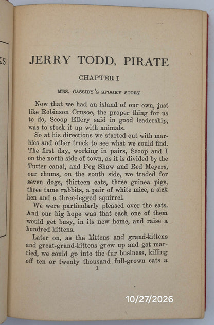 Jerry Todd Pirate by Leo Edwards; Bert Salg (Good, 1928, HC, 254 pgs, Grosset & Dunlap)