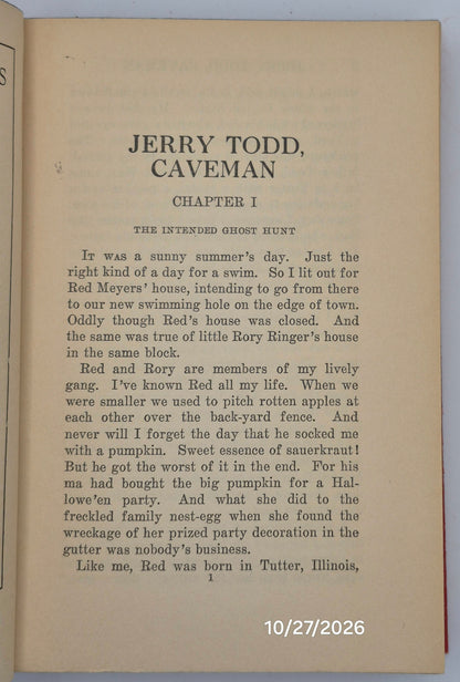 Jerry Todd Caveman by Leo Edwards; Bert Salg (Good, 1932, HC, 258 pgs, Grosset & Dunlap)