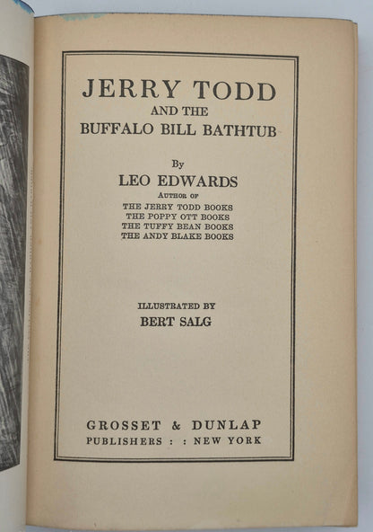 Jerry Todd and the Buffalo Bill Bathtub by Leo Edwards; Bert Salg (Good, 1936, HC, 232 pgs, Grosset & Dunlap)