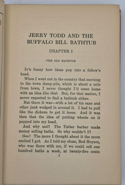 Jerry Todd and the Buffalo Bill Bathtub by Leo Edwards; Bert Salg (Good, 1936, HC, 232 pgs, Grosset & Dunlap)