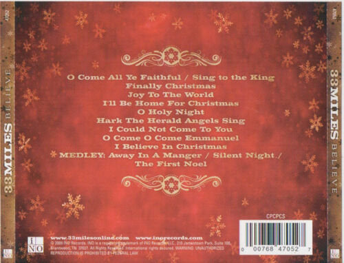 Today by 33 Miles (Bonus: Believe Christmas Album, 2009) CD (NEW, 2007, INO)