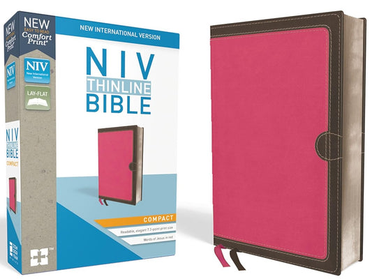 NIV Thinline Compact Bible (New, 2017, Leathersoft-Pink Chocolate, 1088 pgs, Zondervan)