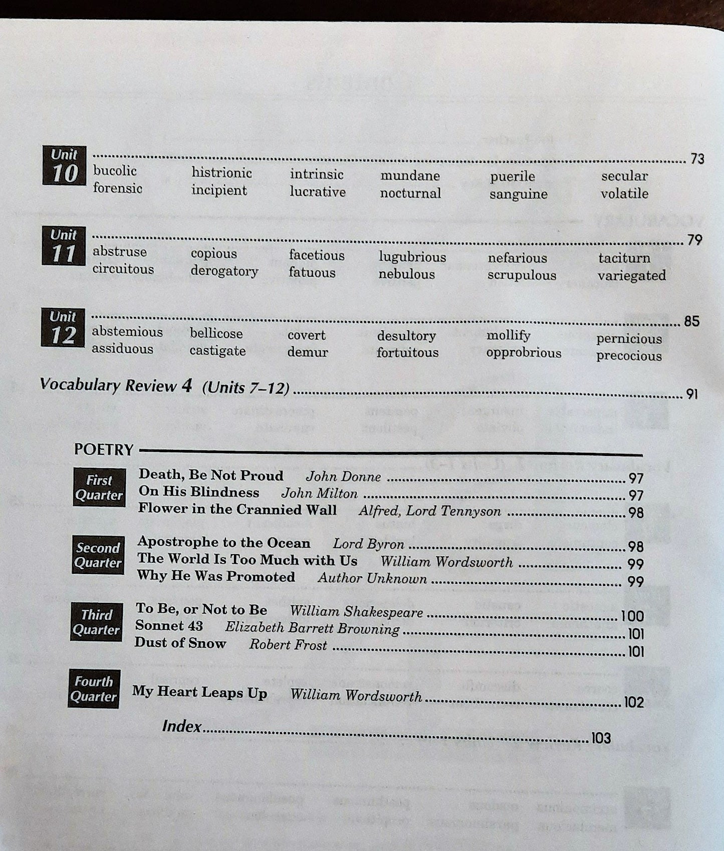 Abeka 12th grade Vocabulary Poetry VI Teacher Key (2012); Quiz Key (2006)