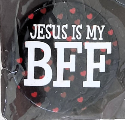 Jesus is My BFF Witness Pins (New, 6 pack, Tin, Christian Art Gifts)