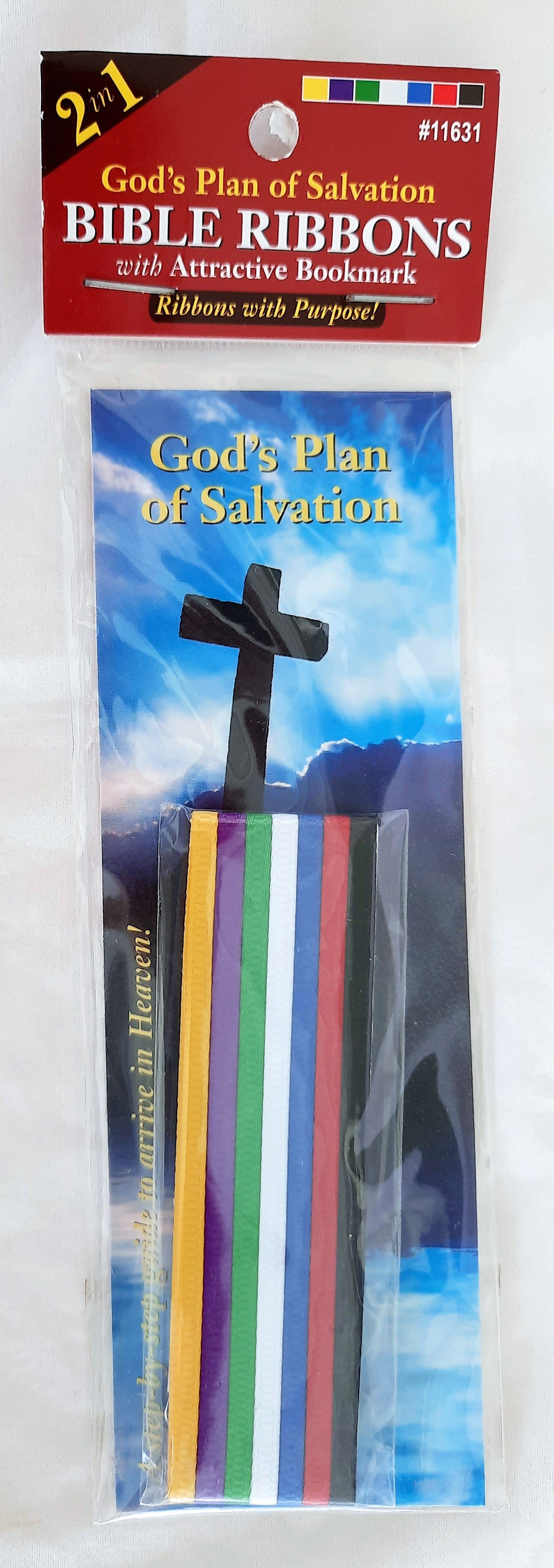 Bible Ribbons with Attractive Bookmark 2-in-1 God's Plan of Salvation NEW #1163