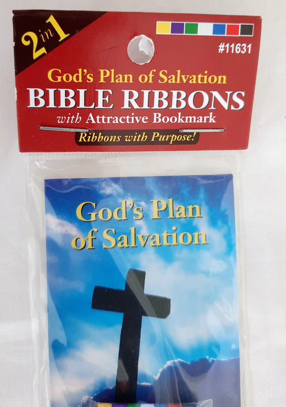 Bible Ribbons with Attractive Bookmark 2-in-1 God's Plan of Salvation NEW #1163