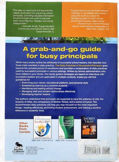 The Daily Practices of Successful Principals by Barbara Brock (Like new, 2011, Pbk)