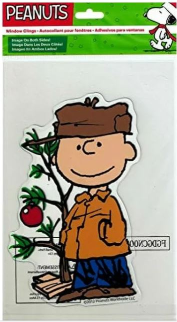 Charlie Brown Christmas Gel Window Cling by Peanuts Store - NEW in package