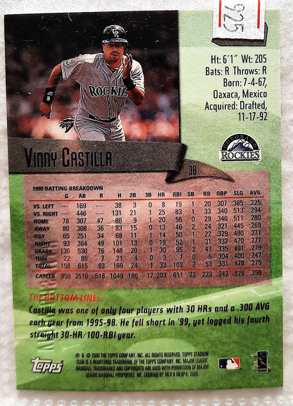 2000 Stadium Club Vinny Castilla #47 Colorado Rockies Baseball Card TOPPS