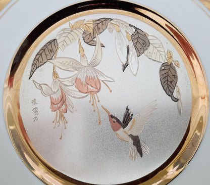 Vintage Dynasty Gallery Chokin Collection 6 1/2” Copper Plate Hummingbird VG