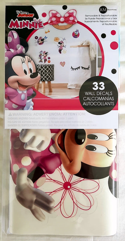 Disney Junior Minnie Mouse Room Mates Wall Decals 33 piece NEW repositionable