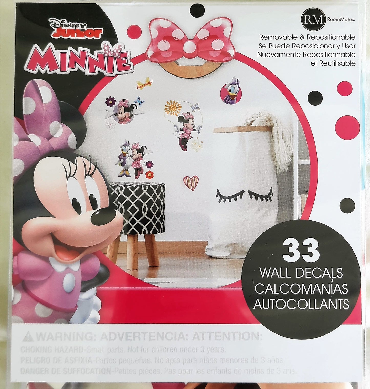 Disney Junior Minnie Mouse Room Mates Wall Decals 33 piece NEW repositionable