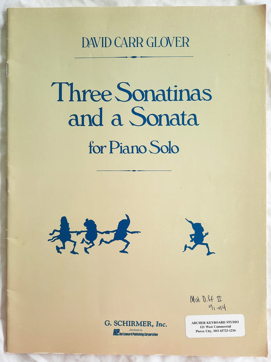 Three Sonatinas and a Sonata Piano Solo Music By David Glover (Very good, 1980, Pbk, 24 pages, G. Schirmer, Inc.)