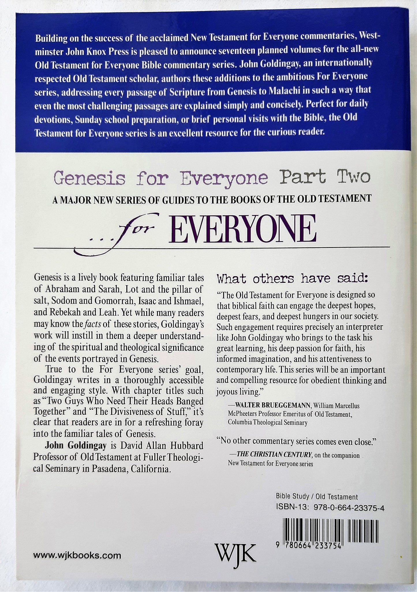 Genesis for Everyone Part Two Ch 17-50 by John Goldingay (Like new, 2010, Pbk, 186 pgs)