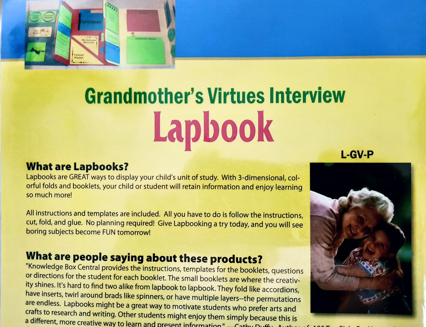 Grandmother's Virtues Interview Lapbook by Cindi Kinney (New, Pbk, 2012, Knowledge Box Central)