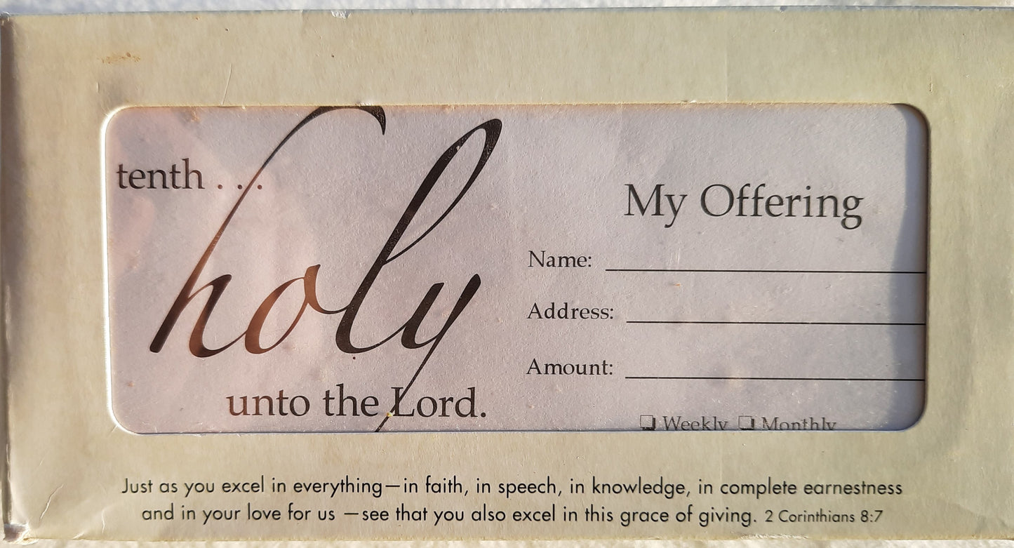 Bill Sized Tithing Envelopes by Renewing Faith (New, 100 count, 2 Corinthians 8:7)