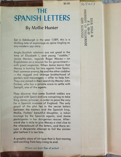 The Spanish Letters by Mollie Hunter (Very good, 1967, HC, 192 pages, Funk & Wagnalls)