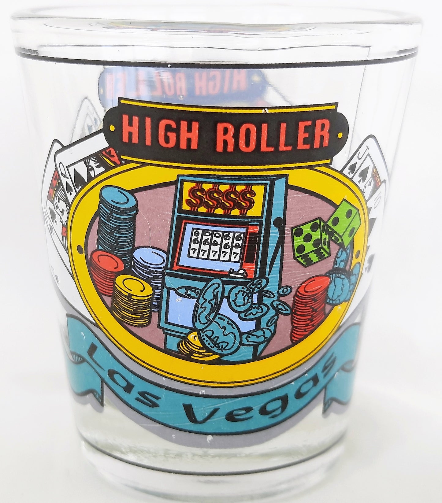 Nevada Souvenir Shot Glass: Las Vegas High Roller clear glass Like New 2" tall