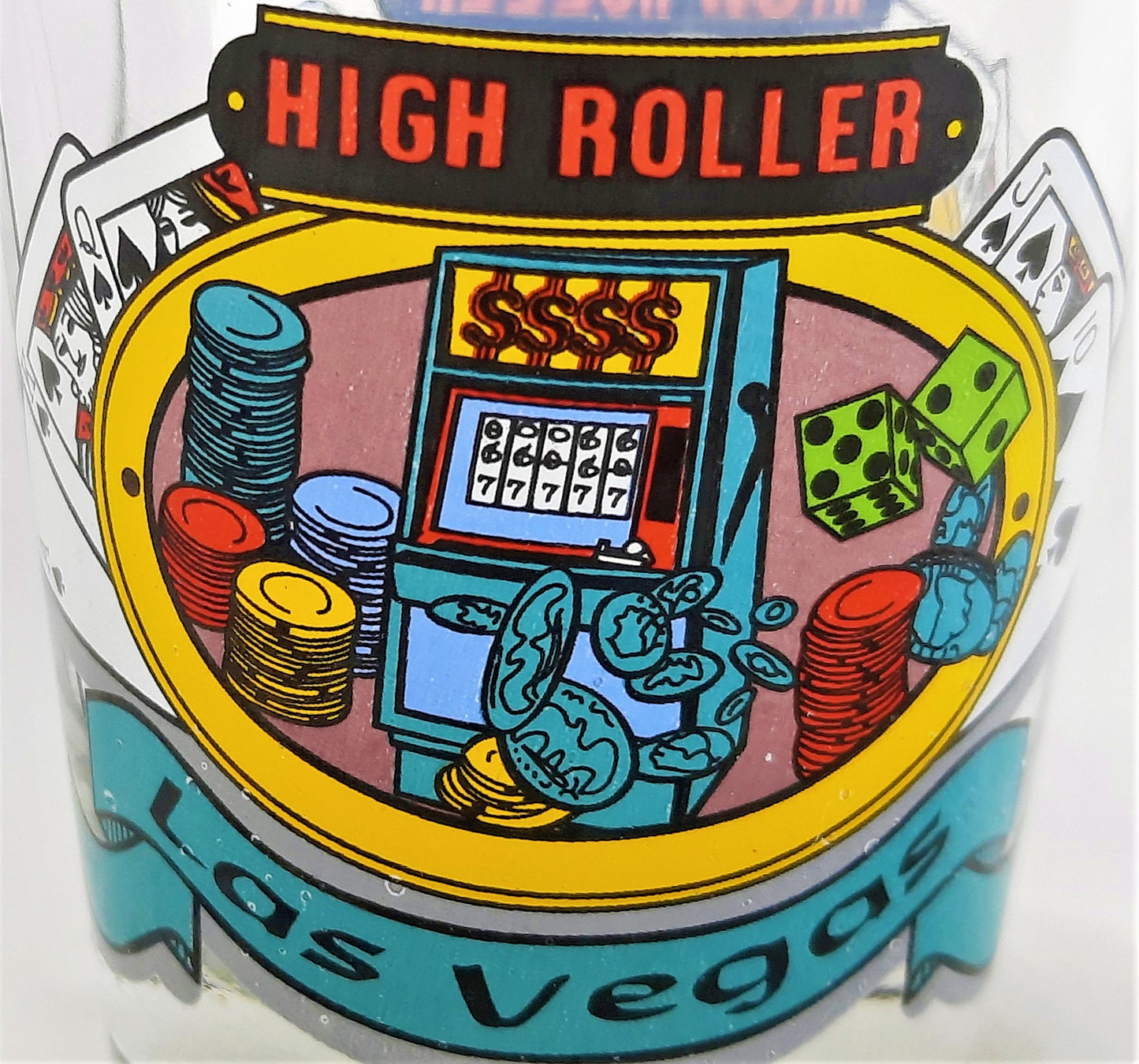 Nevada Souvenir Shot Glass: Las Vegas High Roller clear glass Like New 2" tall