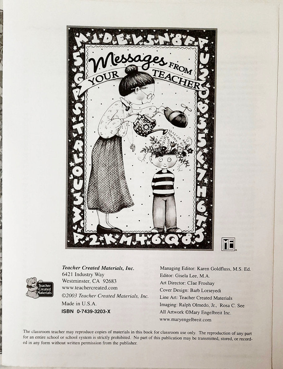 Messages From Your Teacher Artwork by Mary Englebreit (Very good, 2003, Pbk, 144 pages, Teacher Created Resources)