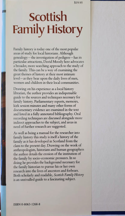 Scottish Family History by David Moody (Like new, HC, 1988, Genealogical Pub.)