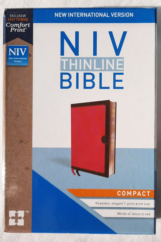 NIV Thinline Compact Bible (New, 2017, Leathersoft-Pink Chocolate, 1088 pages, Zondervan)