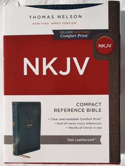 NKJV Compact Reference Bible Teal Leathersoft (New, 2020, Leathersoft, 1856 pages, Thomas Nelson)