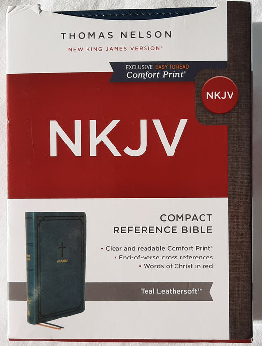 NKJV Compact Reference Bible Teal Leathersoft (New, 2020, Leathersoft, 1856 pages, Thomas Nelson)