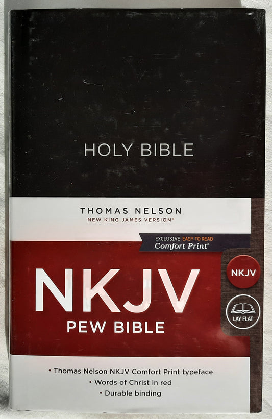 NKJV Pew Bible (New, Black Cover, 2018, HC, 880 pages, Thomas Nelson, Red Letter)