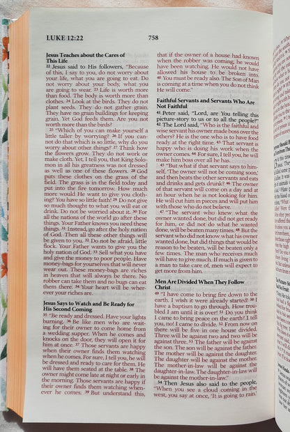 NLV Beautiful Wisdom [Bronze Botanicals] Cloth Over Board Bible (New, 2003, HC, 931 pages, Barbour)