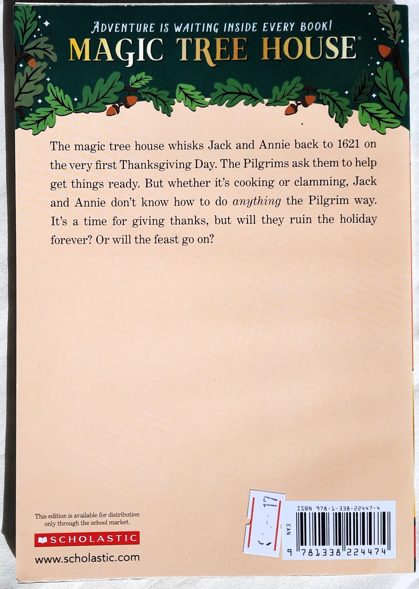 Magic Tree House #27 Thanksgiving on Thursday by Mary Pope Osborne (Like new, 2017, PB,, 75 pgs)